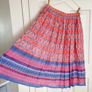 Blair | Vintage Patterned MIDI Skirt Elastic Waist